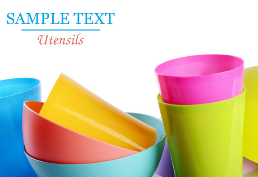 Colorful Plastic Cups And Plates