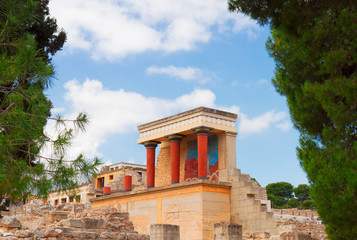 view of ancient ruines of famouse Knossos palace at Crete island, Greece