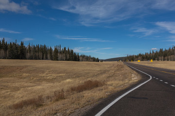 Fototapeta na wymiar Empty Highway Through Colorful Fall Countryside in Arizona
