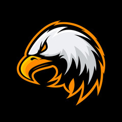 Furious eagle head sport vector logo concept isolated on black background. Modern angry predator professional team badge design.
Premium quality wild bird mascot t-shirt tee print illustration.