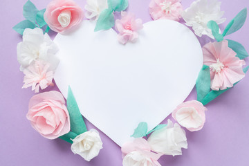 heart frame with color paper flower