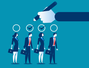 Business manager hand selection team appropriate candidate. Concept business best candidate vector illustration.