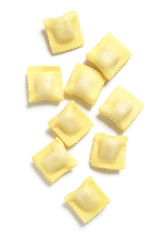 Ravioli or Stuffed Pasta on White Background
