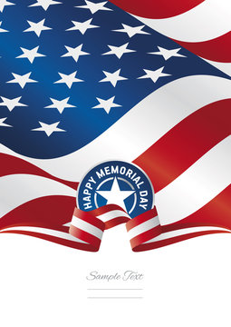 Happy Memorial Day USA flag red white ribbon background