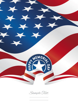 Happy Memorial Day USA flag ribbon background
