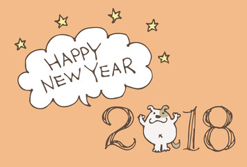 戌年　年賀状　手描きイラスト