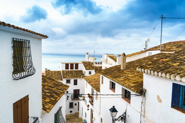 Street view from balcony of Altea with mediterranean houses, Altea, Alicante, Spain