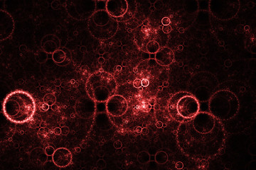 Red electrical bubbles. Abstract fractal design. Isolated on black background.