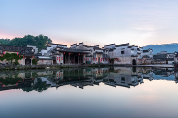 Fototapeta na wymiar chinese ancient villages in dawn