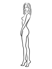 Abstract young graceful women outline