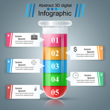 Test tube. Experiments. Business infographics.