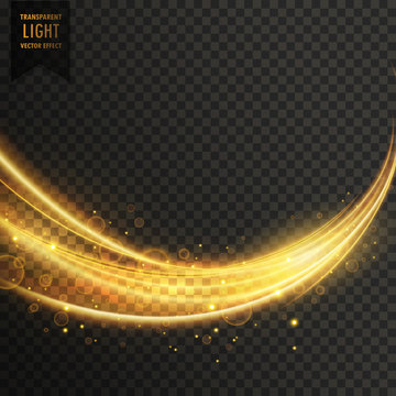 abstract golden transparent light wavy streak with sparkle