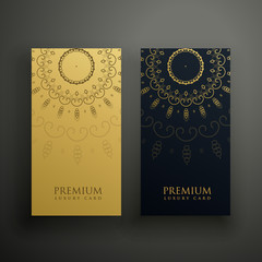 luxury mandala card design in gold and black color