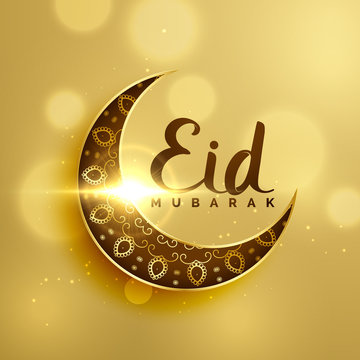 premium crescent moon with floral decoration for islamic eid festival
