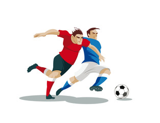 Obraz na płótnie Canvas Players are fighting for the ball. Vector Illustration