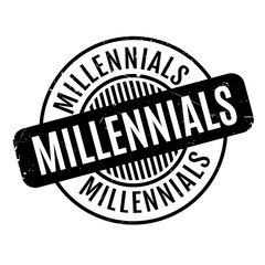 Millennials rubber stamp. Grunge design with dust scratches. Effects can be easily removed for a clean, crisp look. Color is easily changed.