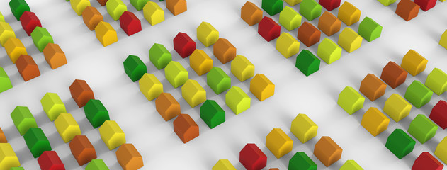 H&auml;user mit unterschiedlicher W&auml;rmed&auml;mmung