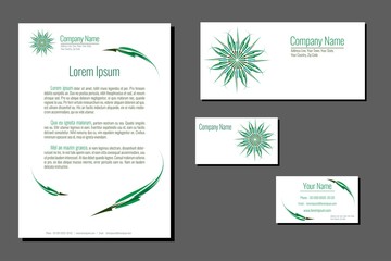Professional corporate identity kit. Business Cards, Envelope and Letter Head Designs. Organic style. Vector template.