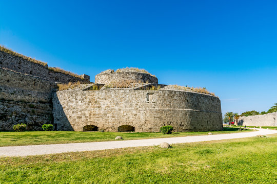 Post of Italy (Del Carretto Bastion), one of the sections of the Rhodes old town walls, Rhodes island, Greece