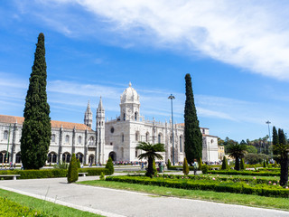 Fototapeta na wymiar The Jeronimos Monastery or Hieronymites Monastery is located in Lisbon, Portugal