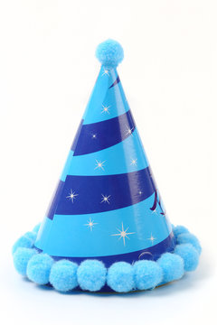 Blue party hat isolated on the white