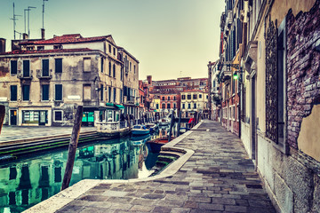 Small canal in Venice in vintage tone