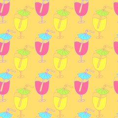 Seamless pattern with cocktails