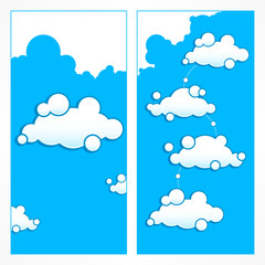 Clouds infographic, communication symbol in blue. Vector