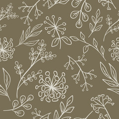 Seamless grange floral pattern with leaves, branches, flowers