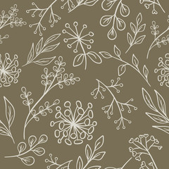 Seamless grange floral pattern with leaves, branches, flowers