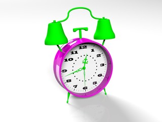 Alarm clock on white background 3d render