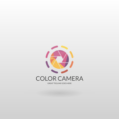 Camera logo. Polygonal camera logotype 