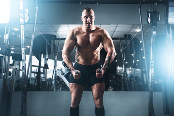 Fototapeta na wymiar Weightlifting power training in sport gym