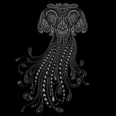 Abstract jellyfish vector patterns on a black background