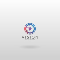 Camera logo. Multicolored camera logo