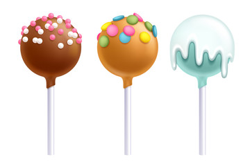 Lollipops cake pops set vector illustration.