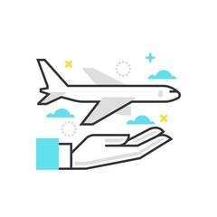 Color box icon, plane protection illustration, icon