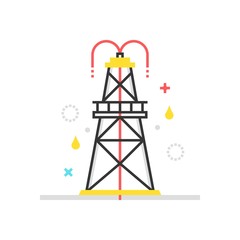 Color box icon, drilling rig illustration, icon