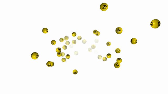 Lottery balls with numbers on white background - loop, 4K, alpha channel
