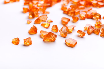 Orange Citrine gemstones on white background