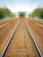 Fototapeta na wymiar railway rails with high speed blur