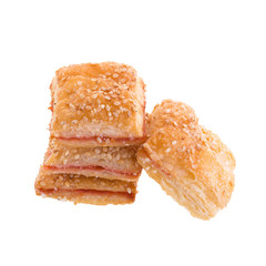 Crispy Strawberry pie isolated on white background
