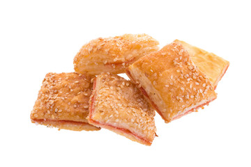 Crispy Strawberry pie isolated on white background