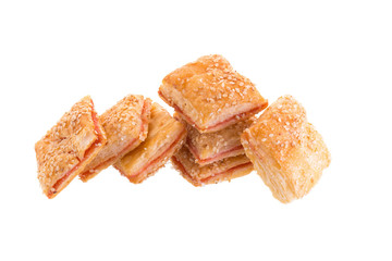 Crispy Strawberry pie isolated on white background