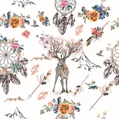  Botanical background with roses, field flowers and butterflies in vintage style © Mary fleur