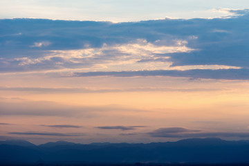 Colorful dramatic sky with cloud at sunset.Sky with sun background