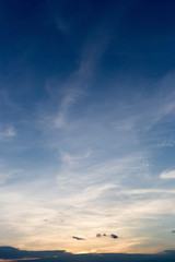 Colorful dramatic sky with cloud at sunset.Sky with sun background