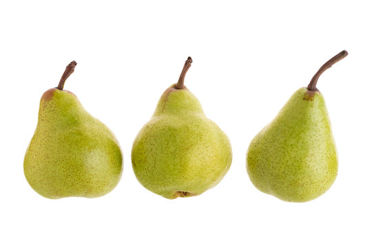 Ripe green pears isolated on a white background