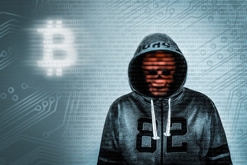 hacking concept with bitcoin