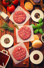 Ingredients for preparing homemade burgers 